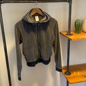 Juniors/Womens velvet grey zip up hoodie, Adidas Brand, Size Medium
